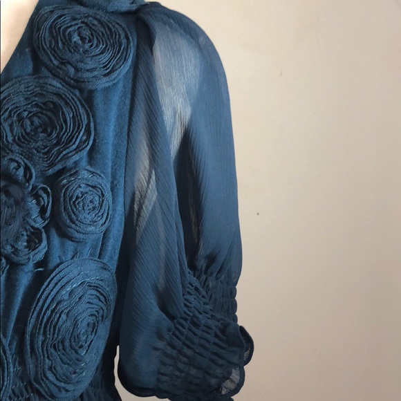 Teal rosette top - Picture 3 of 5